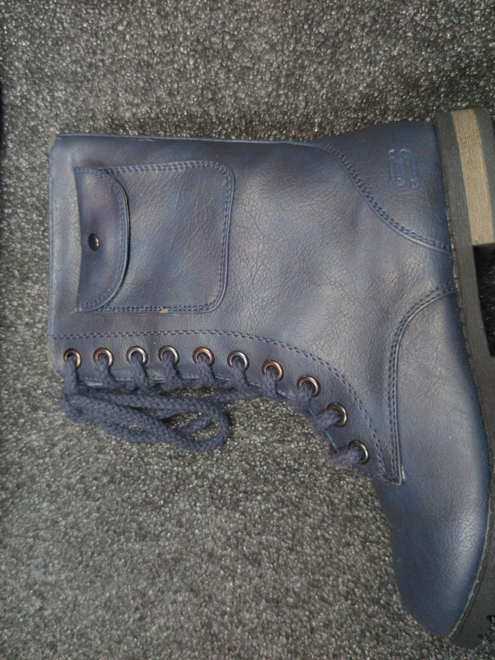Skechers Girls Navy Lace-Up Combat Boots